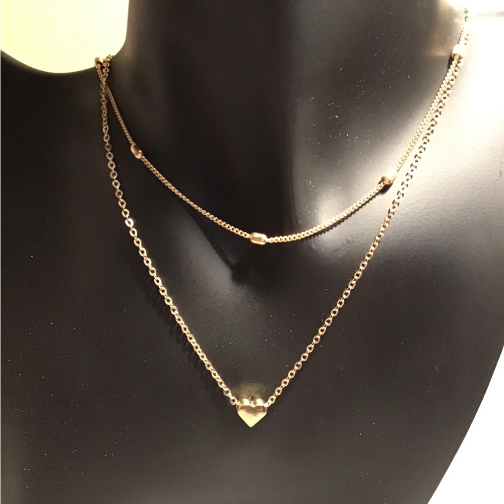 Gold Tone Heart Pendant Necklace NIP